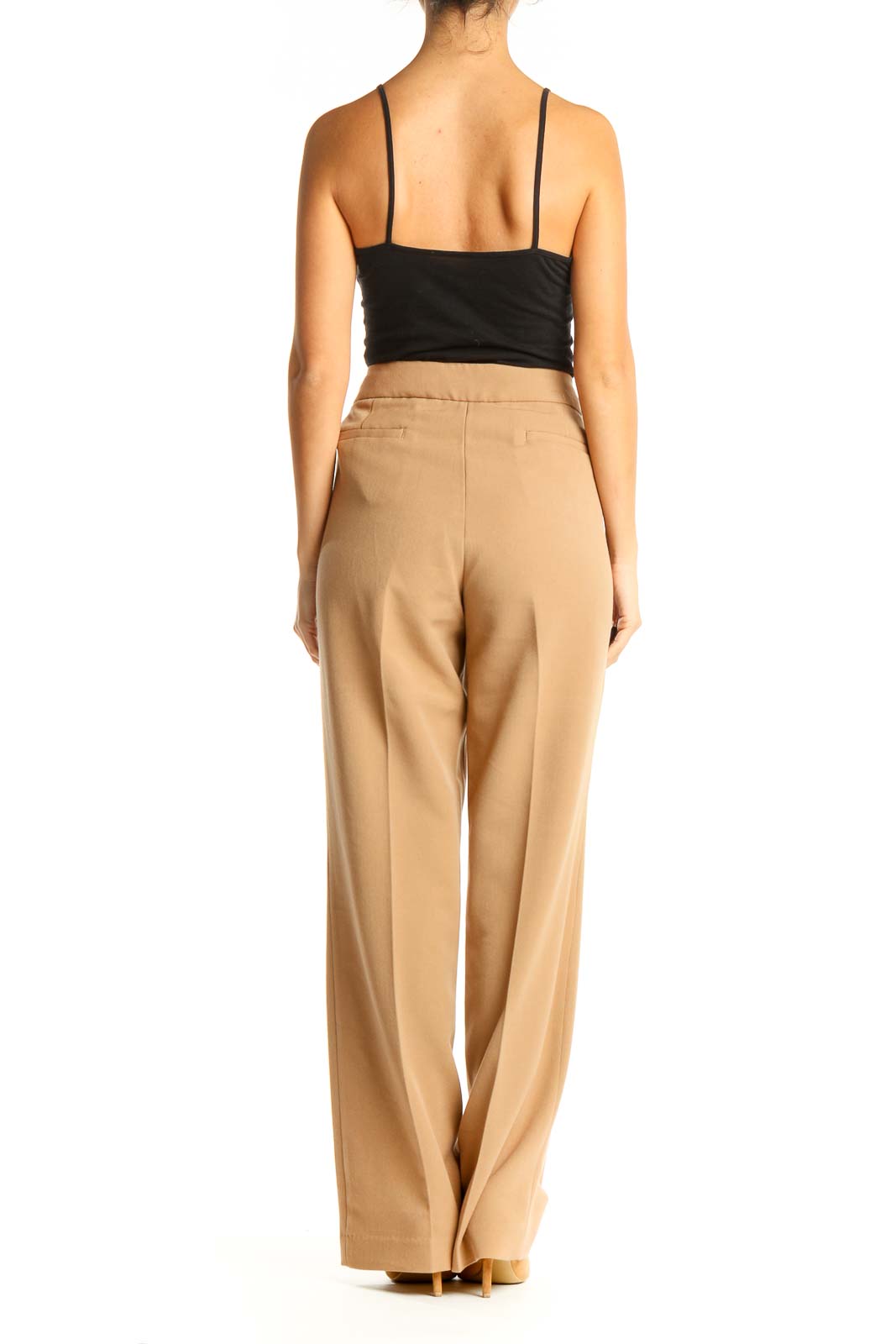 Beige Textured All Day Wear Trousers