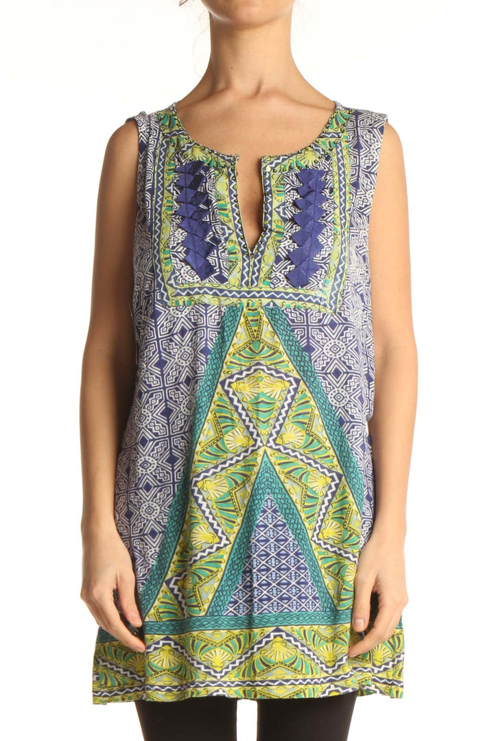 Green Printed Bohemian Tank Top