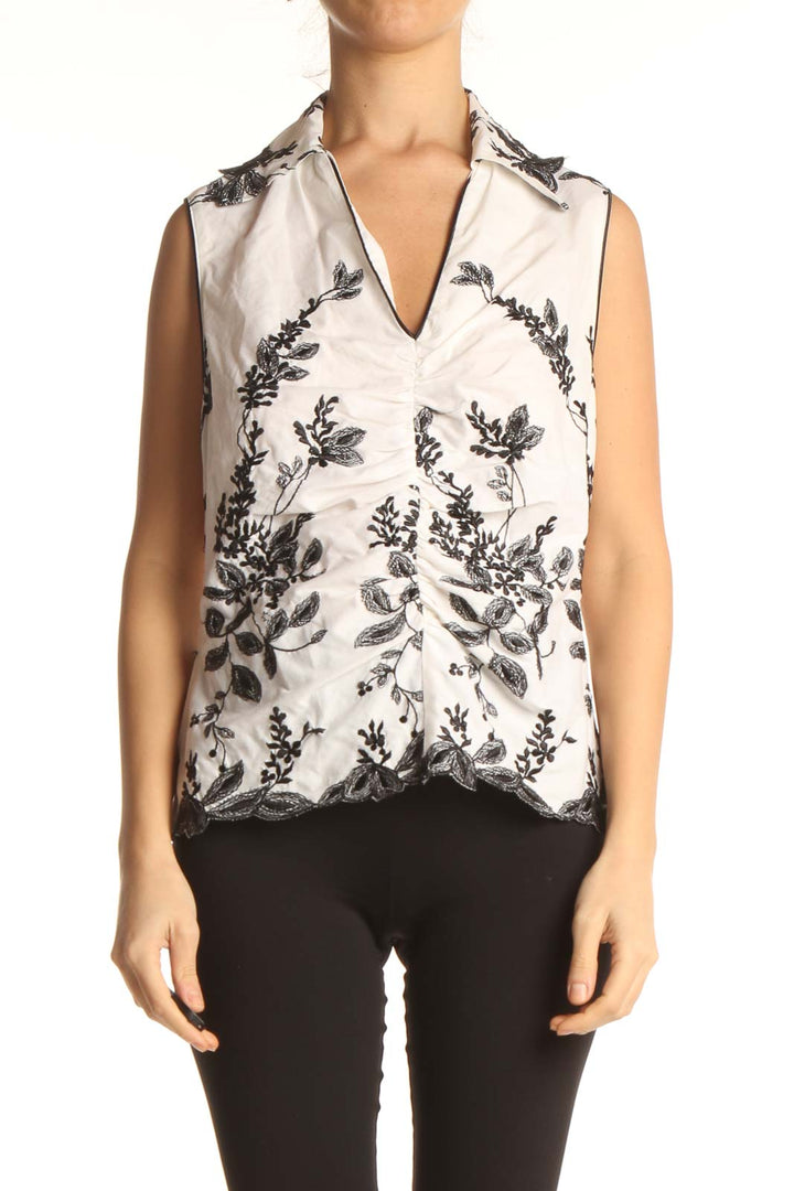 White Floral Print Blouse