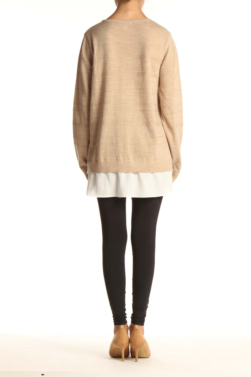 Beige Solid All Day Wear Sweater