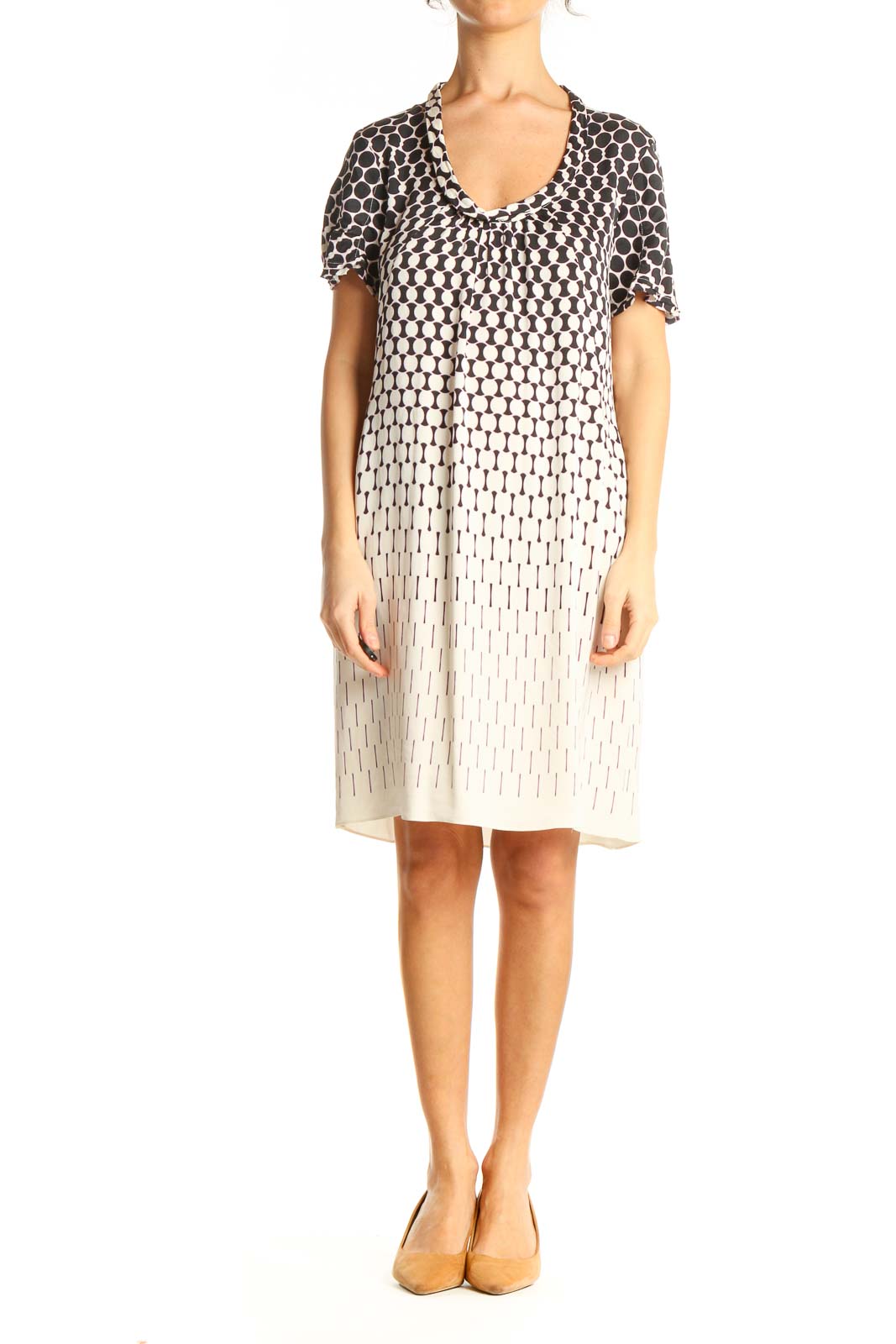 Beige Day Graphic Shift Dress