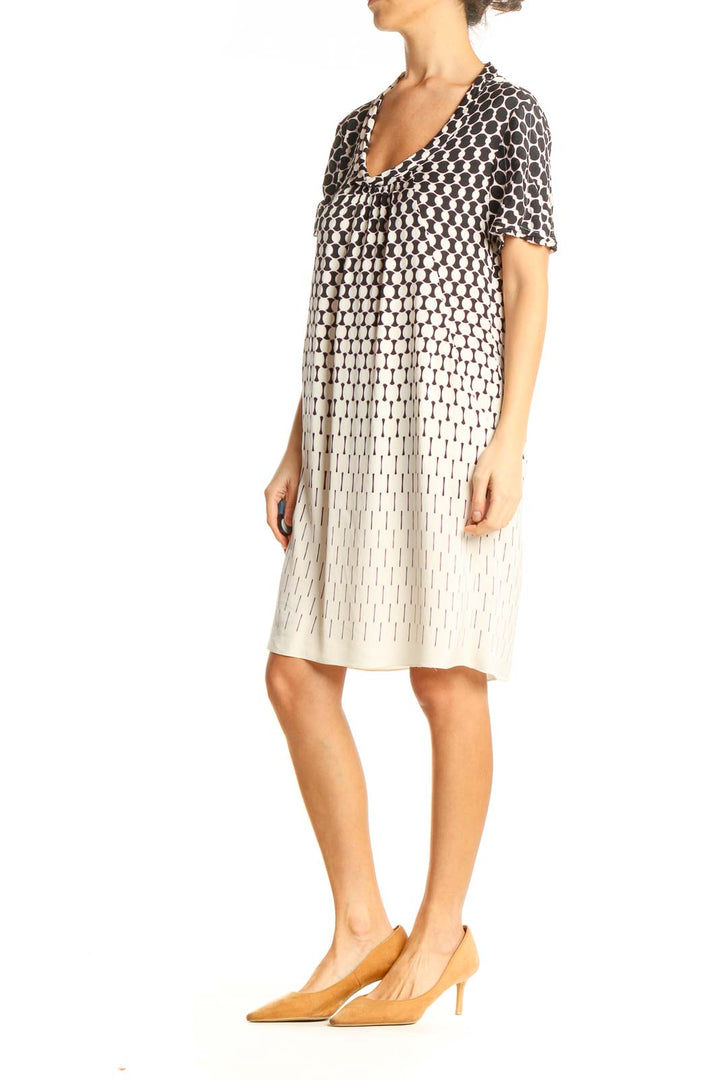 Beige Day Graphic Shift Dress