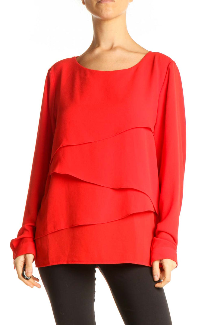 Red Solid All Day Wear Blouse