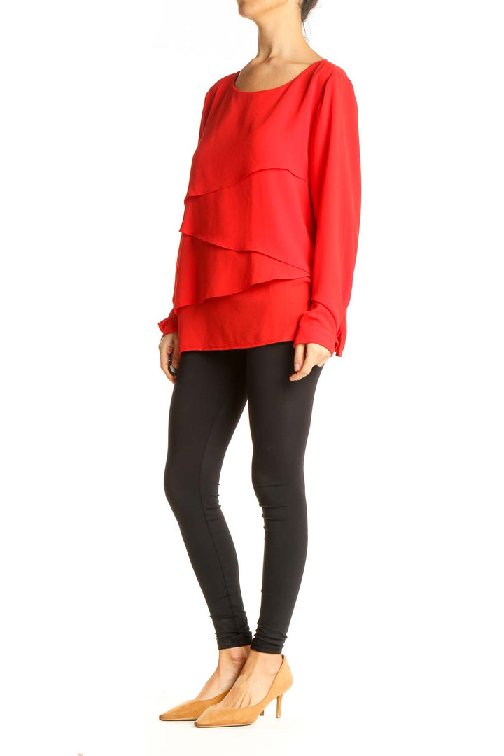 Red Solid All Day Wear Blouse