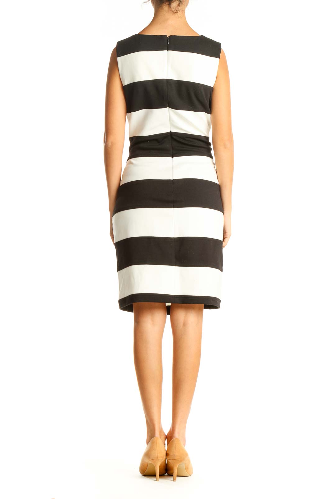 White Striped Classic Sheath Dress