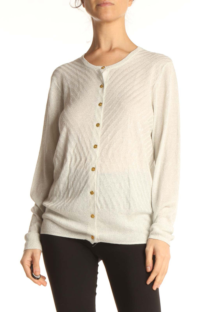 Beige Textured All Day Wear Sweater