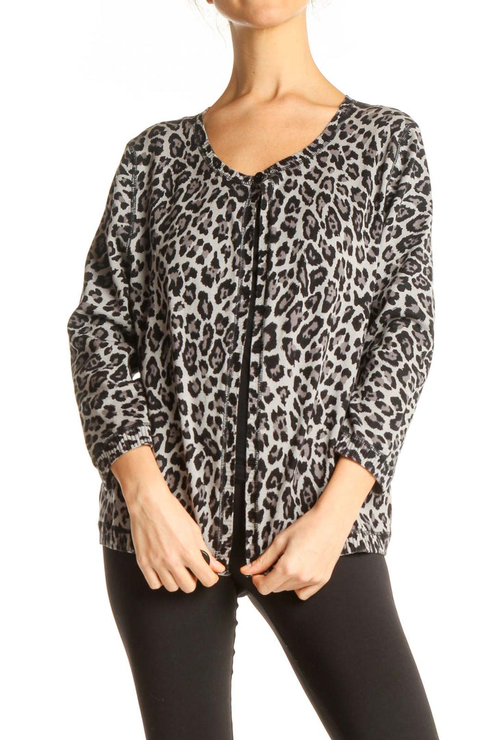 Black Animal Print Retro Top