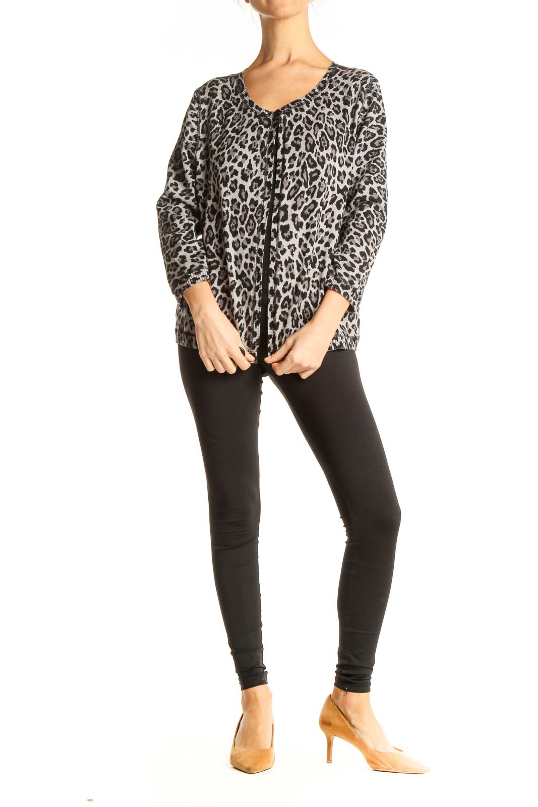 Black Animal Print Retro Top