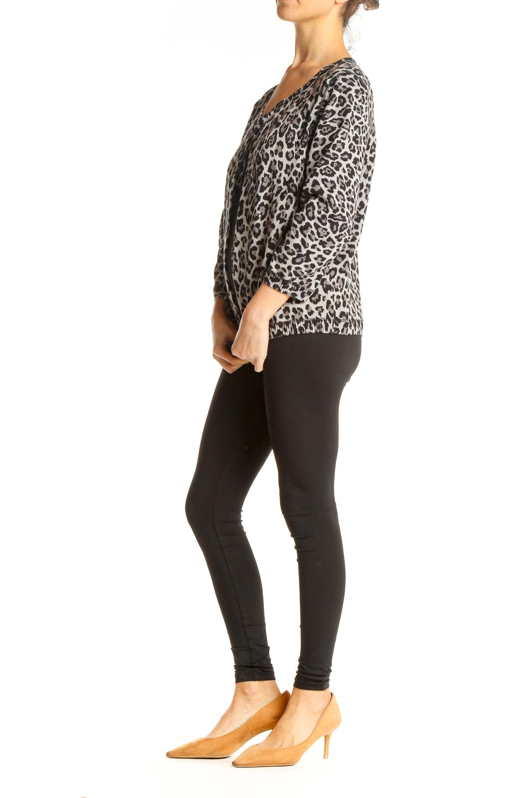 Black Animal Print Retro Top