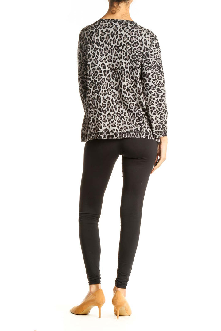 Black Animal Print Retro Top