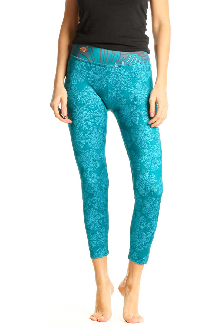 Blue Printed Casual Leggings