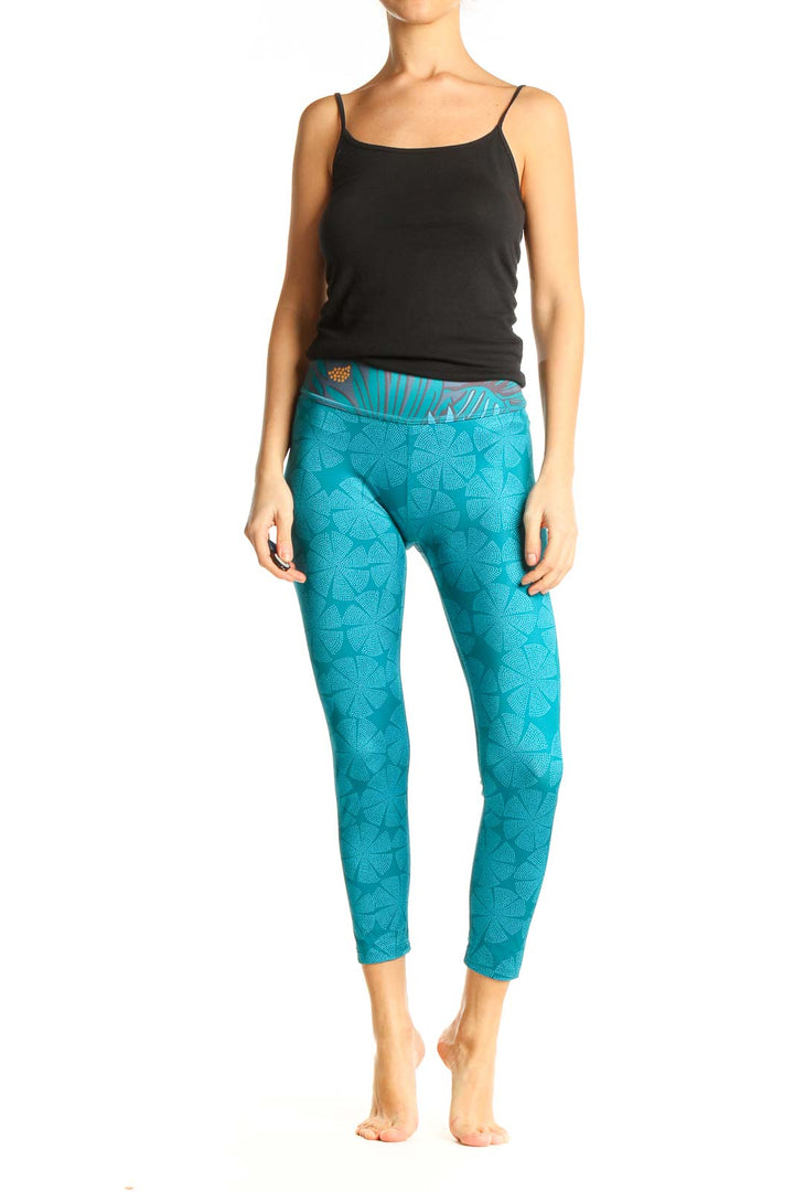 Blue Printed Casual Leggings