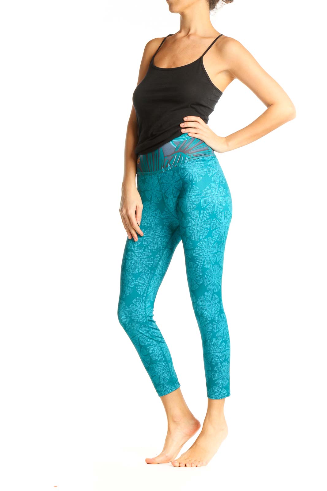 Blue Printed Casual Leggings