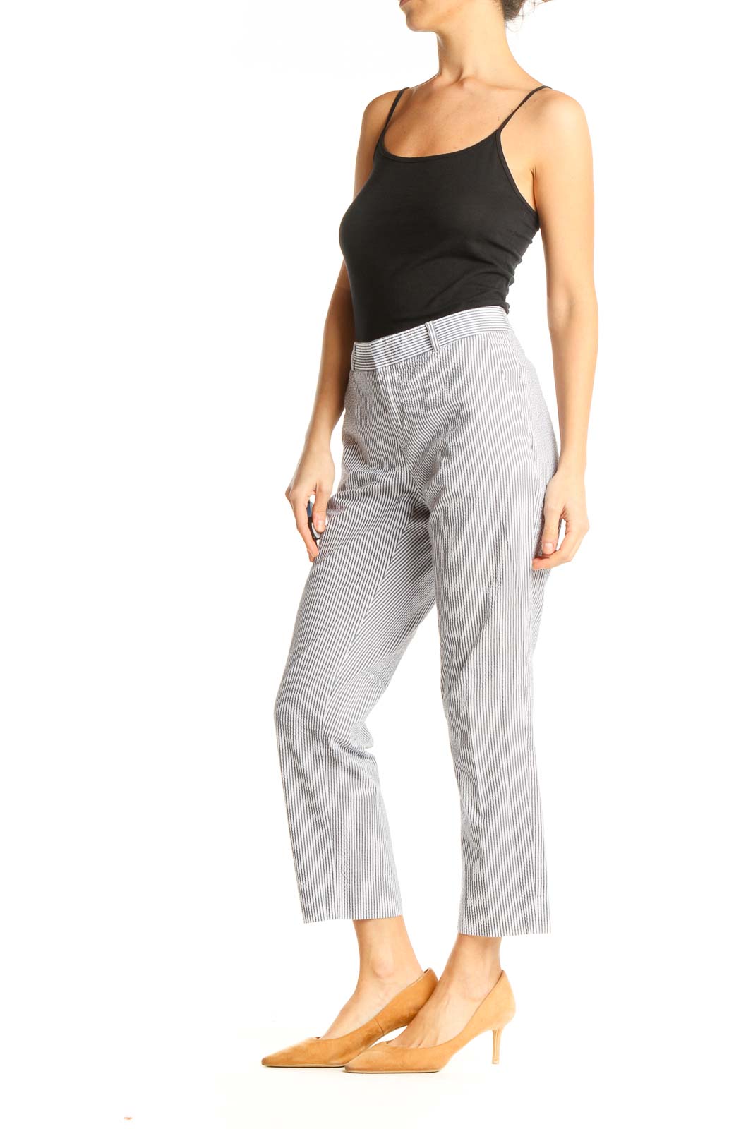 Gray Pinstripe Casual Trousers