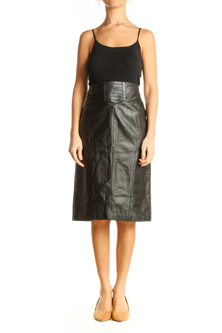 Black Retro A-Line Skirt