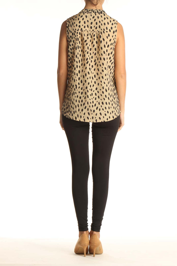 Brown Polka Dot Casual Blouse