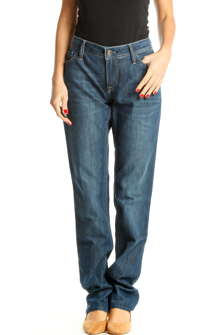 Blue Straight Leg Jeans