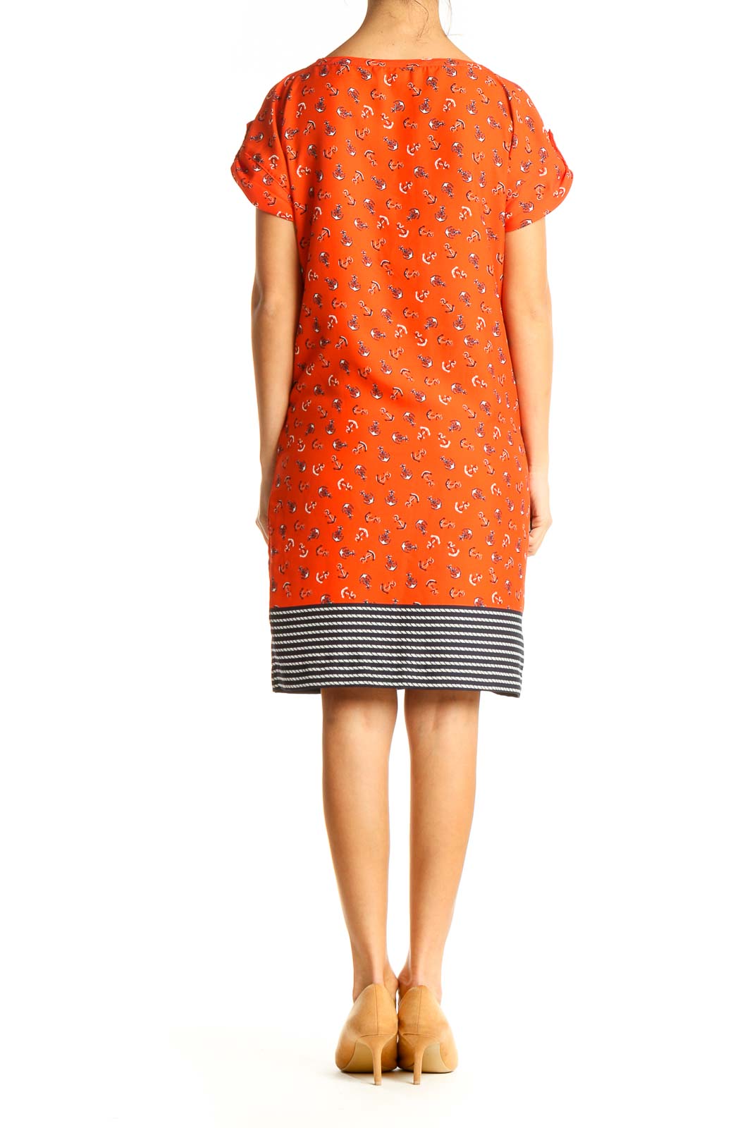 Orange Graphic Day Sheath Dress