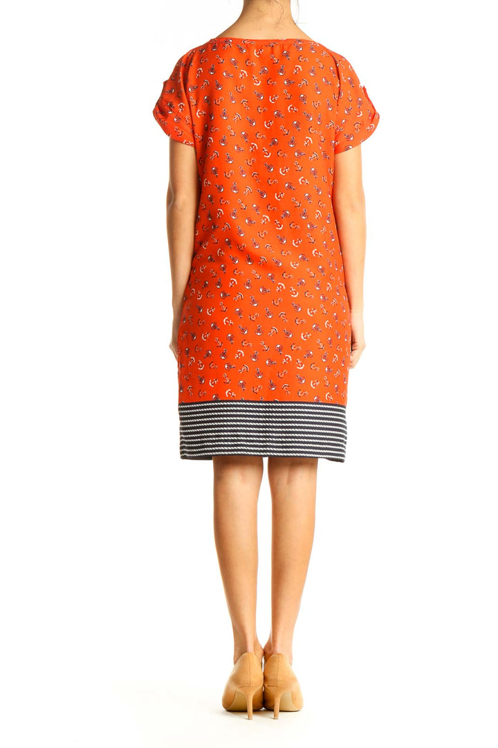 Orange Graphic Day Sheath Dress