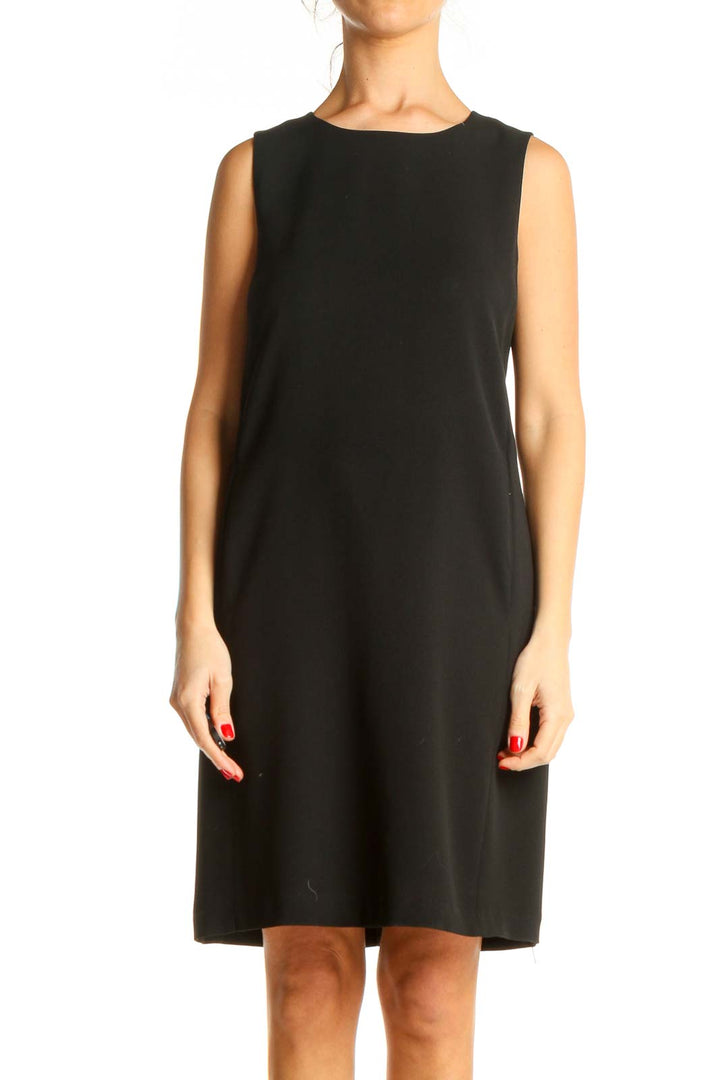 Black Solid Day Shift Dress