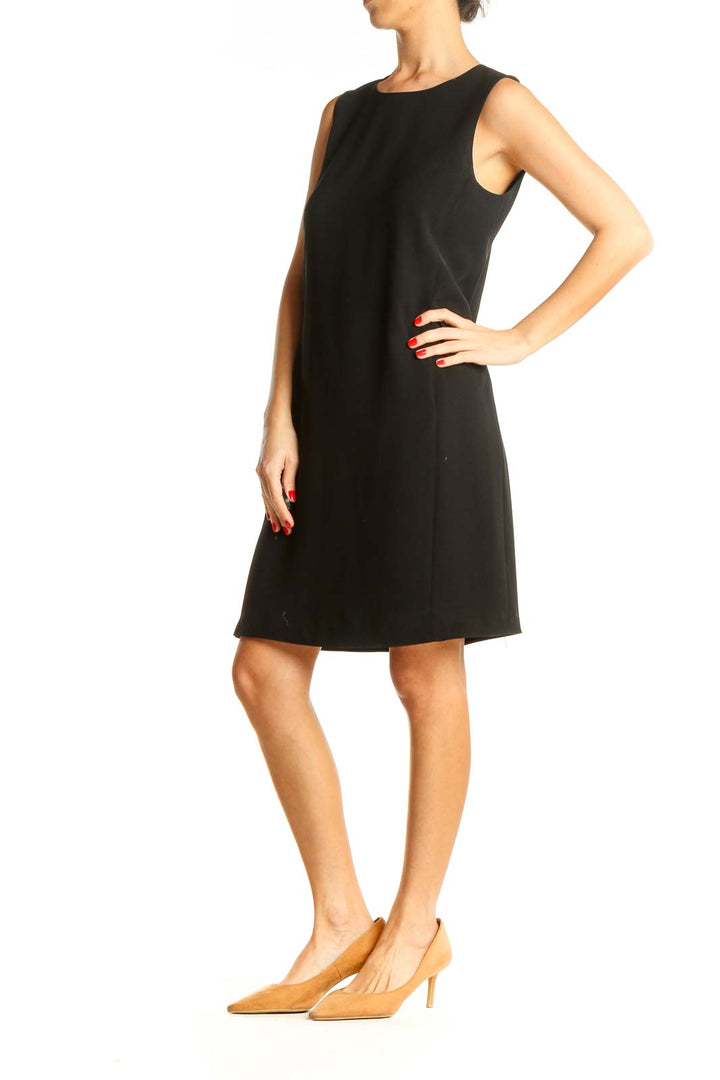 Black Solid Day Shift Dress