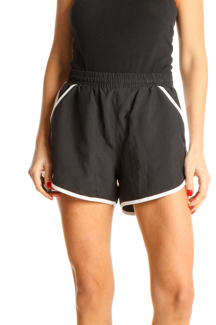 Black Solid Activewear Shorts