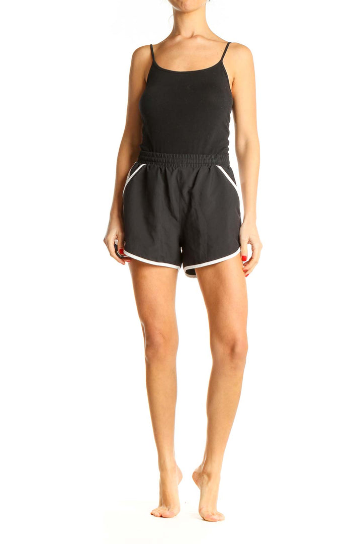 Black Solid Activewear Shorts