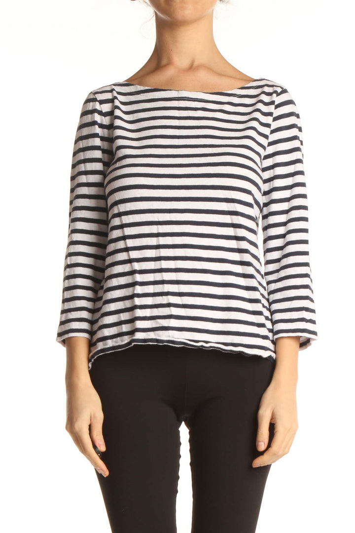 White Striped Casual T-Shirt