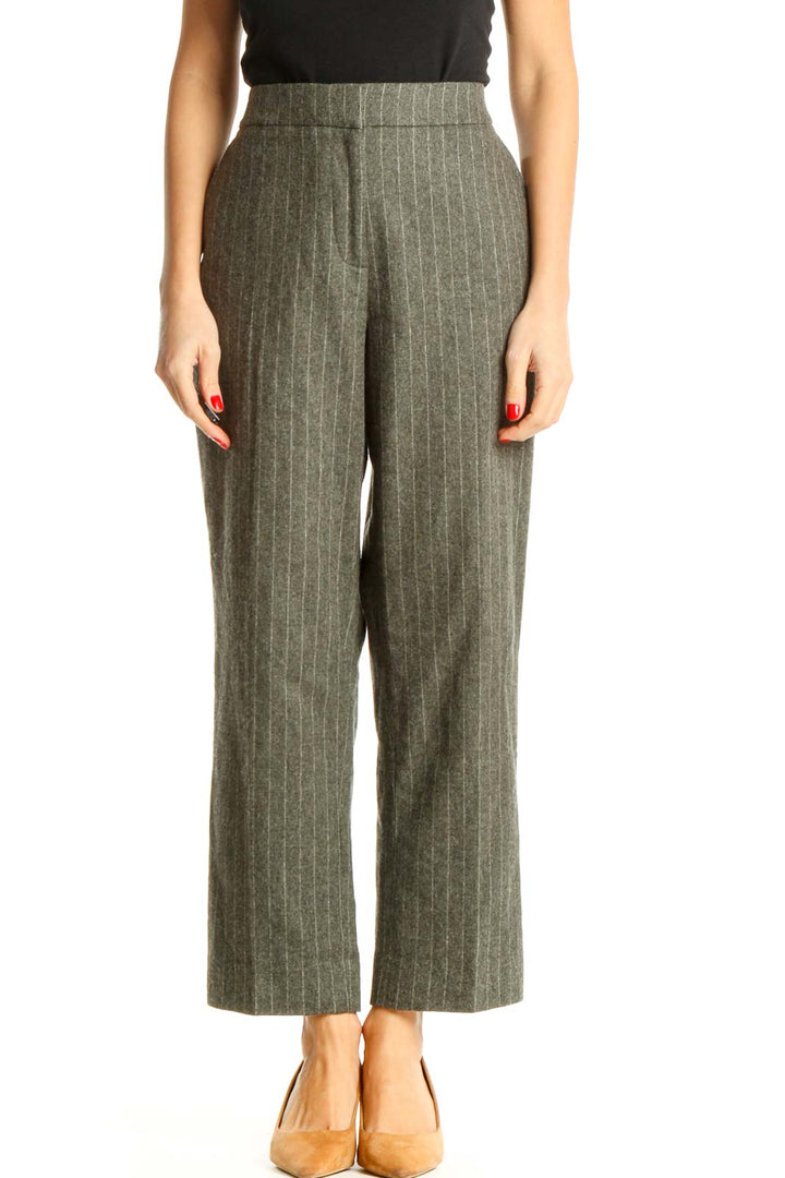 Gray Striped Chic Trousers