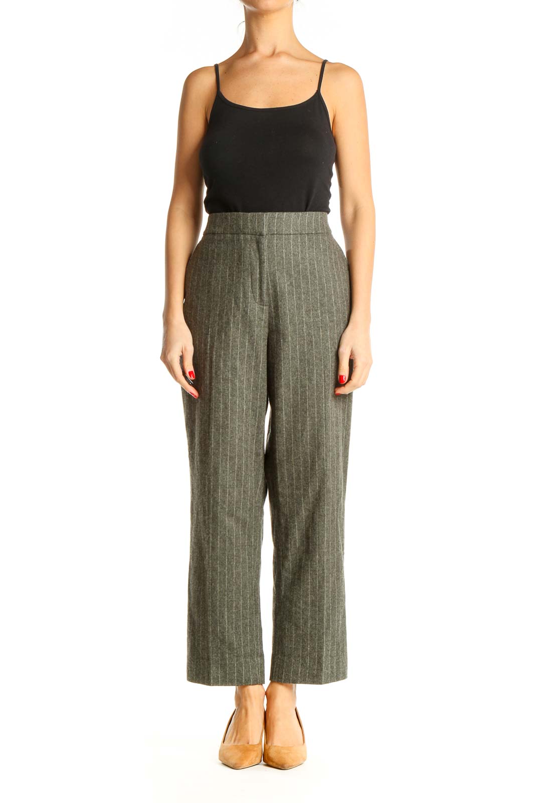 Gray Striped Chic Trousers