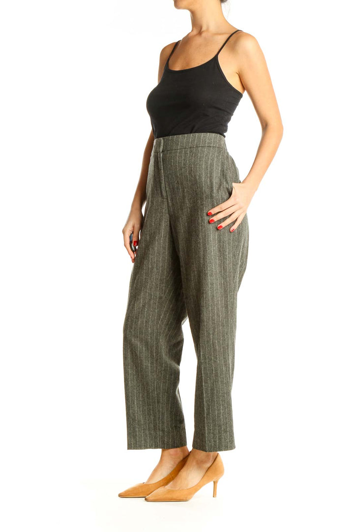 Gray Striped Chic Trousers