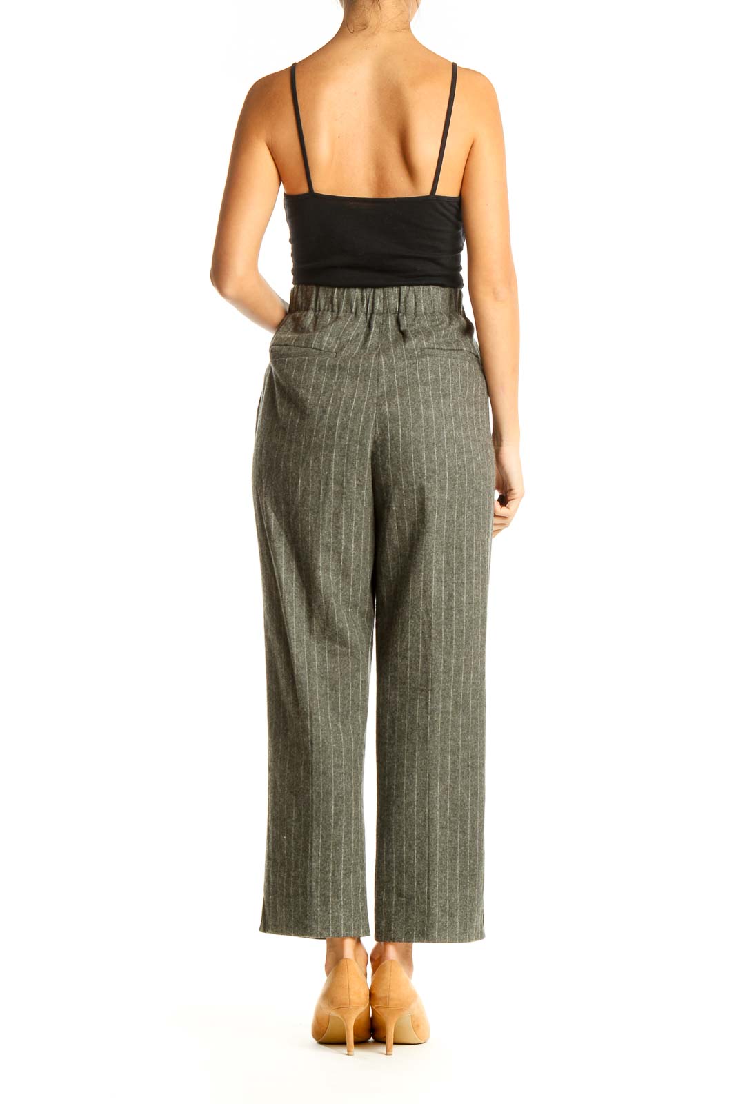 Gray Striped Chic Trousers