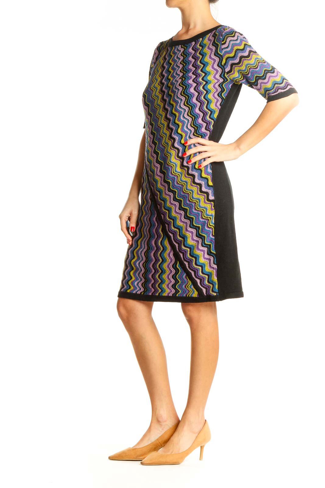 Black Chevron Day Shift Dress