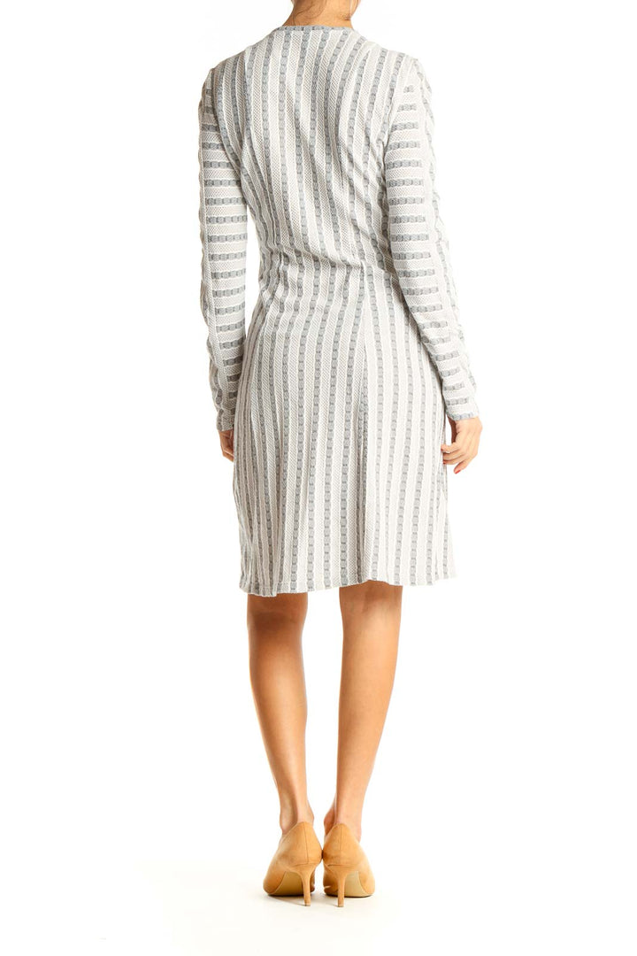 White Striped Day Fit & Flare Dress