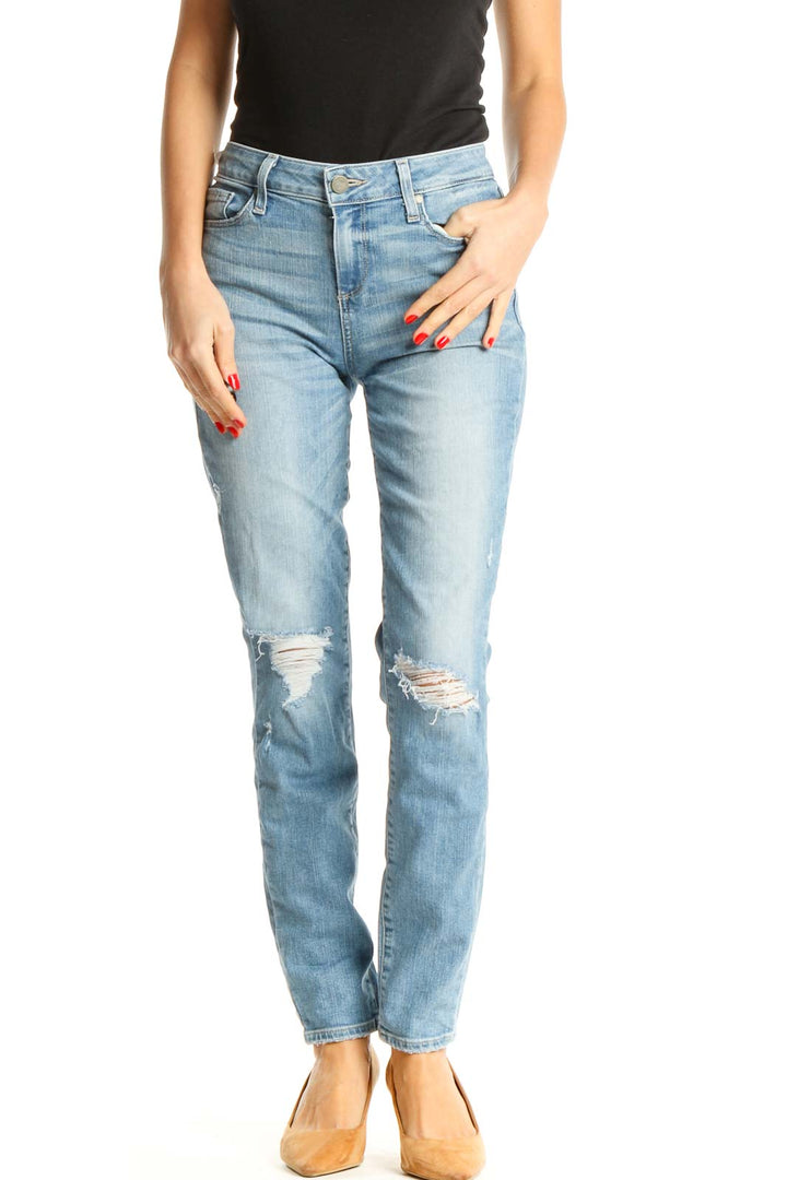 Blue Distressed Skinny Jeans