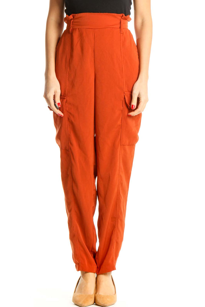 Orange Classic High-Waisted Trousers