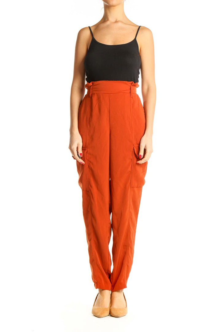 Orange Classic High-Waisted Trousers