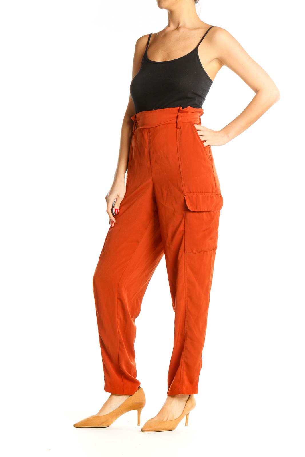 Orange Classic High-Waisted Trousers