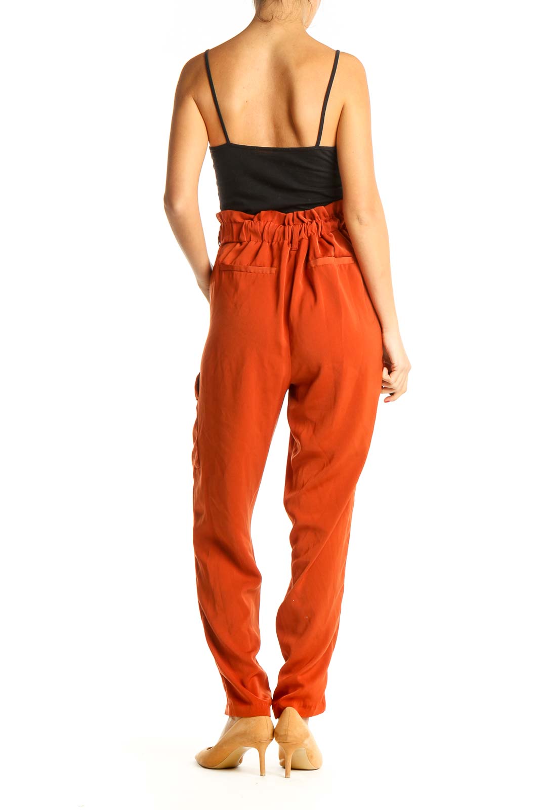 Orange Classic High-Waisted Trousers