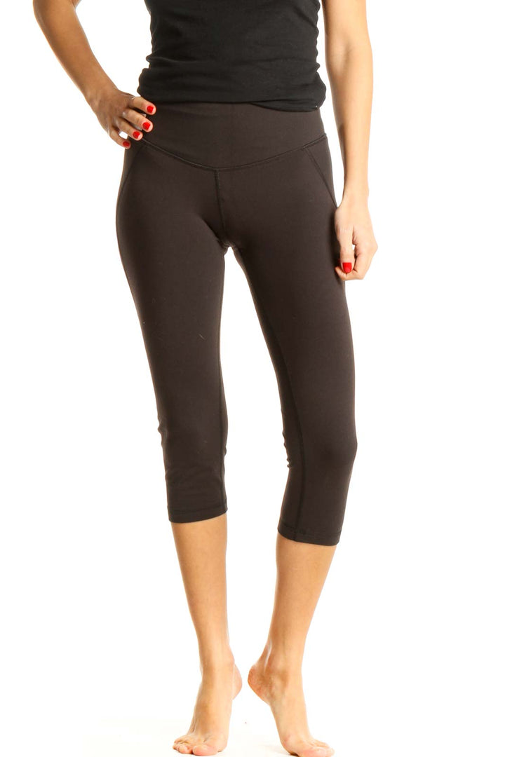 Brown Solid Activewear Leggings