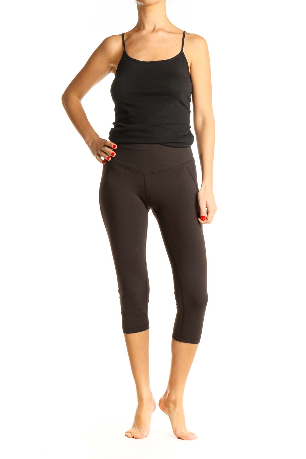 Brown Solid Activewear Leggings