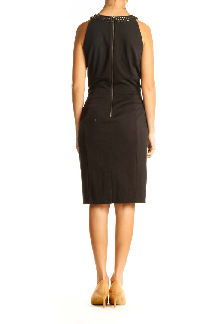 Black Solid Work Sheath Dress