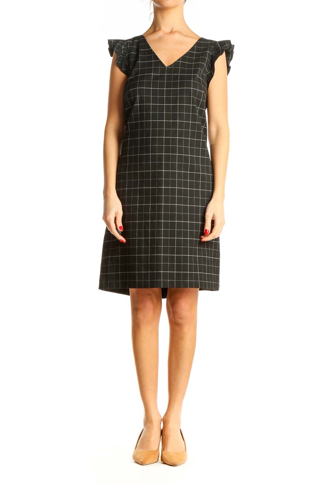 Black Checkered Classic Sheath Dress