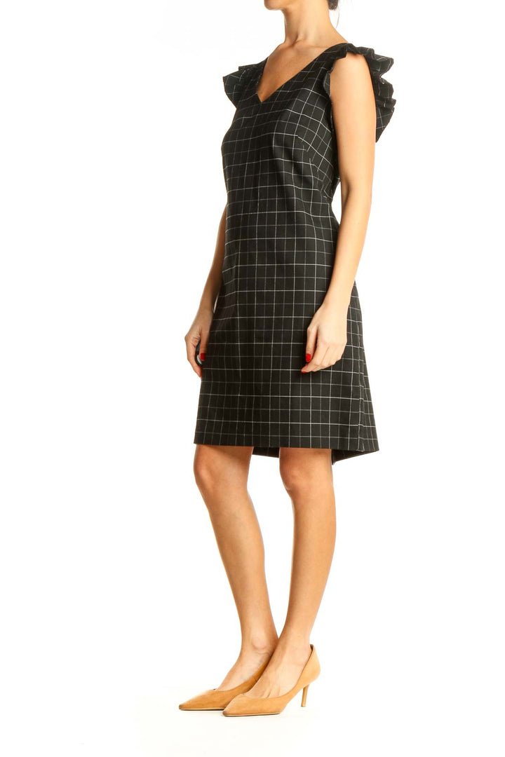 Black Checkered Classic Sheath Dress