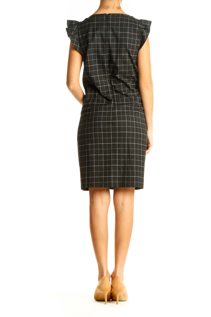 Black Checkered Classic Sheath Dress