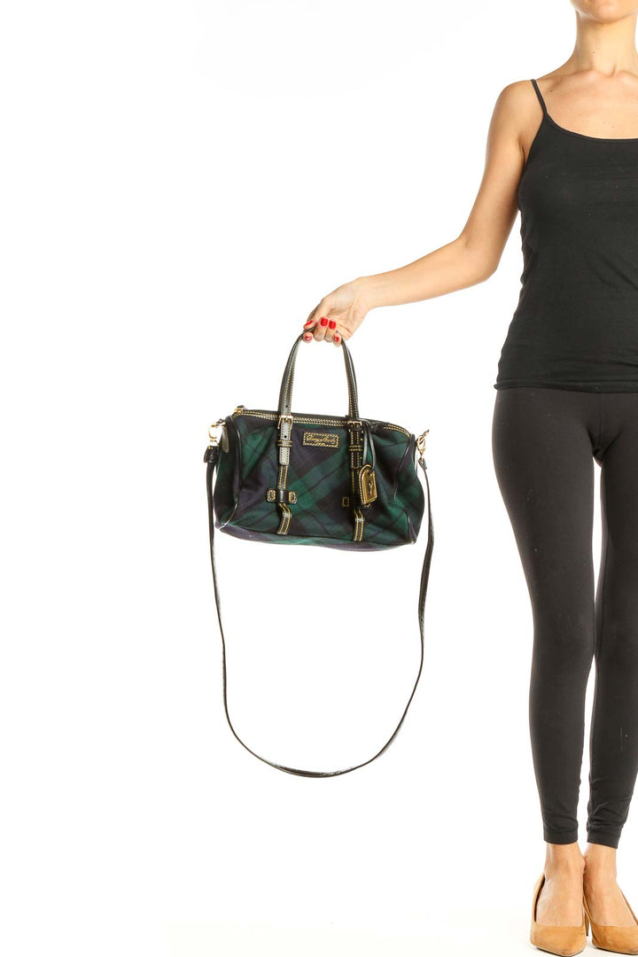 Green Plaid Satchel Bag