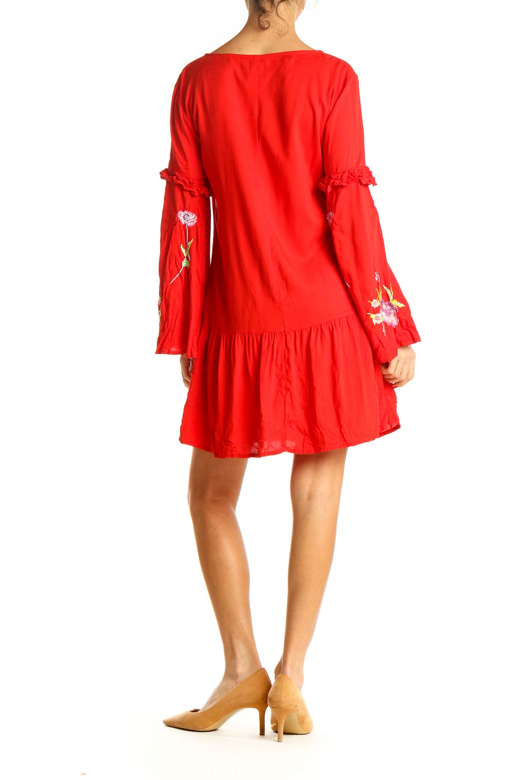 Red Solid Shift Dress