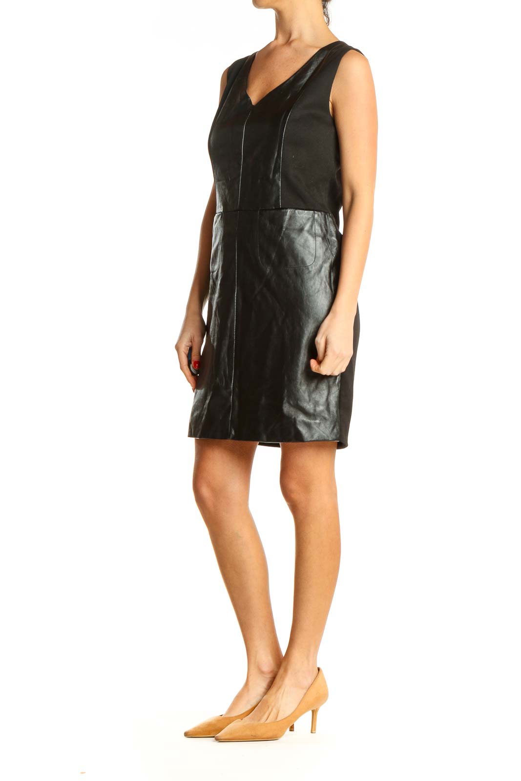 Black Solid Sheath Dress