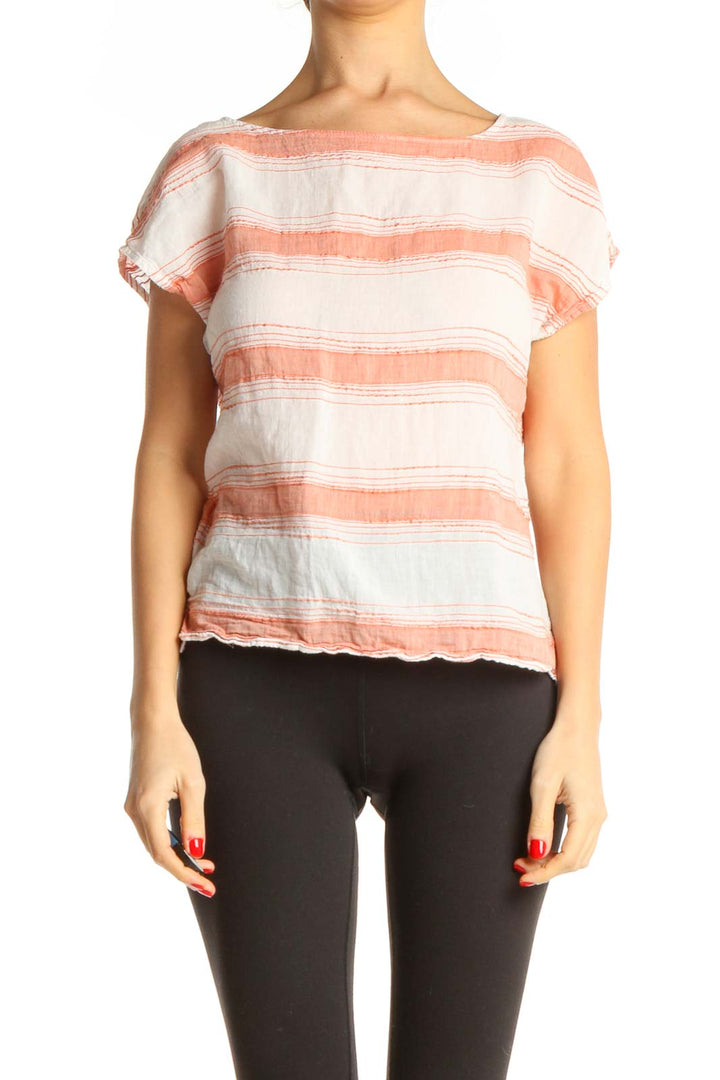 Pink Striped Casual Blouse