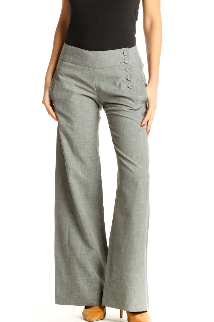 Gray Textured Classic Trousers